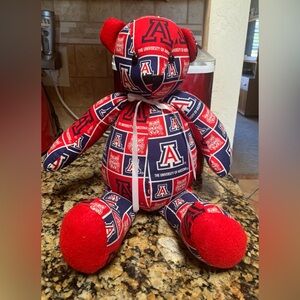 Handmade University of Arizona Patchwork Stuffed Teddy Bear